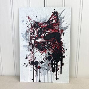 Cat Wall Art, Modern Abstract Drip Painting Style Wall Art, Cat Lover